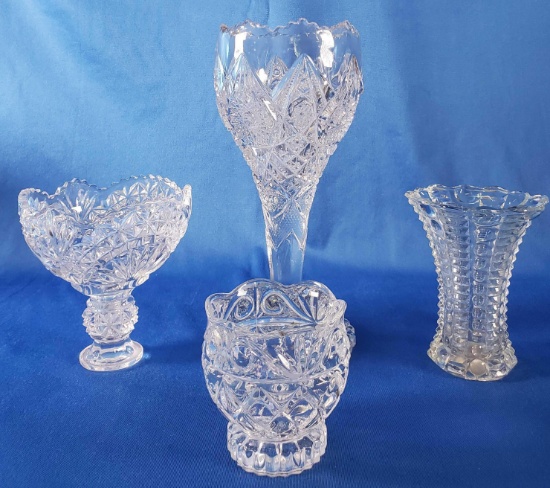 (4) Cut Glass Pieces, (2) Vases & More (LPO)