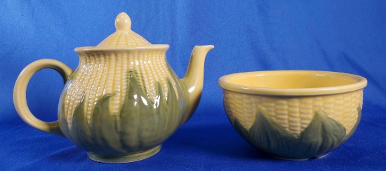 Shawnee Pottery Tea Pot & Bowl (LPO)