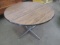 Mid Century Eames Era Chrome & Walnut Veneer Round Dinette Table with Leaf