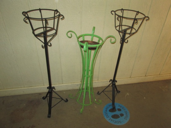 3 Vintage Wrought Iron Plant Stands