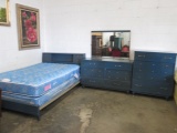 Full Sized Blue Bedroom Suite with Sealy Mattress Set