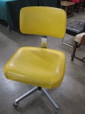 Mid Century Lemon Yellow & Chrome Harter Swivel Office Chair