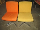 2 Mid Century Harter Upholstered & Chrome Chairs