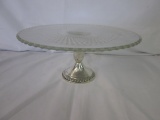 Vintage Duchin Sterling Base Glass Cake Plate Pedestal