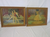 2 Vintage Framed Ballet Paint by Number Paintings