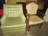 2 Vintage Chairs Flexsteel & Carved Wood