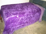 Vintage Purple Velvet Fringed Bedspread