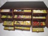 Large Jewelry Chest with Costume Jewelry
