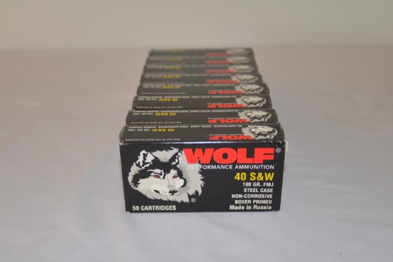 400rds Wolf 40S&W 180gr Steel Case FMJ Ammo