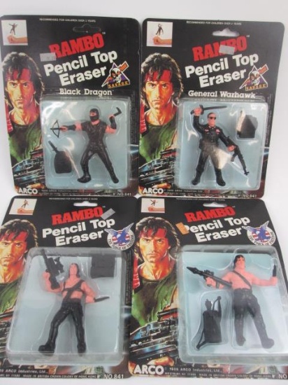 4 Arco Rambo Pencil Top Erasers  Set