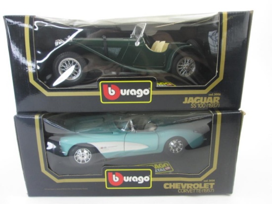 2 Burago Die Cast Cars Jaguar & Corvette
