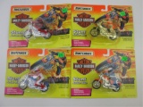 4 Matchbox Harley Davidson Stunt Action Bikes