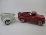 Vintage Red Tonka Farm Truck with Trailer