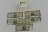 (5) $5.00 Bills Red Seal