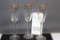 Three Long Stem, gold rimmed Champagne Flutes