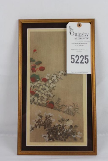 Framed art, possibly oriental. Unsigned