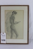 Male Nude, Original charcoal Takao, 1959