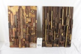 (2) pieces of hanging art, wood collage