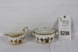 Sugar Bowl & Creamer (pitcher), Gold Leaf