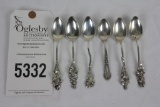 (6) piece Spoon Set, Sterling, Floral Pattern