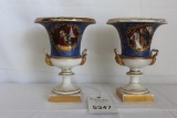 Two Porcelain Urns w/ Copper Liners, Exquisite.