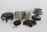 Lot of 4 Goblets, 4 Bases, & urn