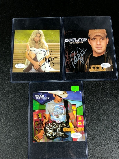 Brad Paisley Rodny Atkins Jessica Simpson sharpie signed cd covers JSA cert