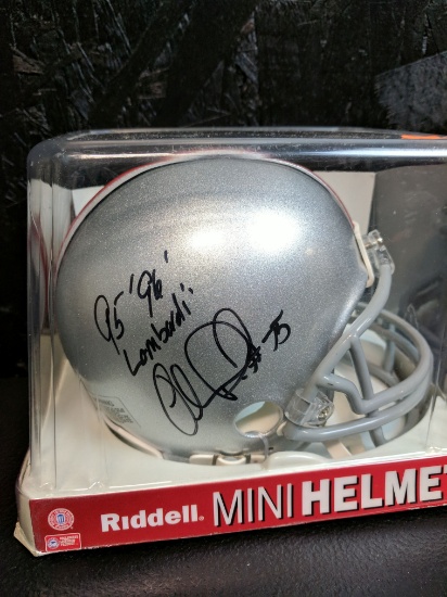 Orlando pace signed Ohio State mini helmet black sharpie with inscription 4th and Goal cert