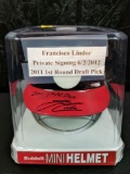 Francisco Lindor signed Indians mini helmet with 2011 first round draft pick inscription GPS cert