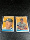 1958 Topps cards: Mickey Mantle and Roger Maris (Rookie), fair to good condition, all one bid