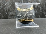 Jose Canseco signed MLB black baseball with stats, in a case, signed silver sharpie, JSA cert