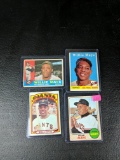 Willie Mays grouping, 4 Topps cards: 1960, 1958, 1968, 1972. near mint to VG plus