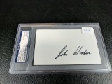 John Wooden Signed Index Card - PSA