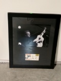 Johnny Cash matted and framed signed 1st day postcard and classic b&w photo PSA DNA cert