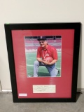 Woody Hayes signed cut black sharpy with inscription to high school coach and color photo full PSA D