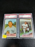 1954 Bowman Color Signed Yogi Berra 7(MC) plus 1954 Bowman color signed Bob Feller 6. both PSA Grade