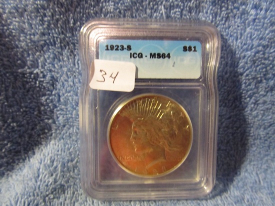 1923S PEACE DOLLAR IN ICG MS64 HOLDER