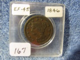 1846 LARGE CENT XF