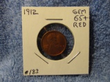 1912 LINCOLN CENT BU-RED