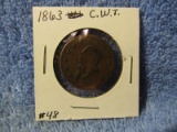 1863 CIVIL WAR TOKEN GUSTAVOS LINDENMUELLER NEW YORK