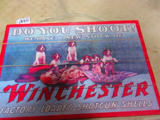 WINCHESTER SHOTSHELL WOODEN ADV. SIGN (NEW BUT GREAT DISPLAY)
