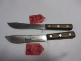 2 Winchester # 1124 BUTCHER KNIFES ONE HANDLE IS CRACKED