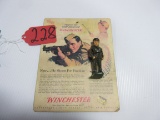 WINCHESTER PEWTER TOY SOLDIER ON ORG. ADV. CARDBOARD WOW WHAT A GREAT PIECE