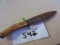 R. HILL STAG HANDLE BOWIE EARLY HAND FORGED DAMASCUS BLADE VERY NICE