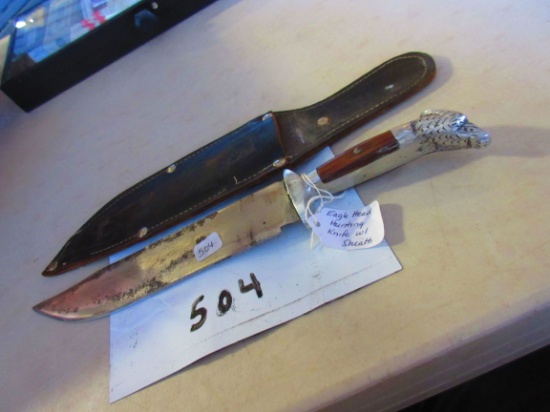 HANDFORGED EAGLE HEAD HANDLE KNIFE 8'' BLADE WITH SHEATH