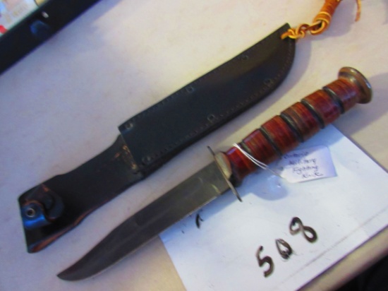 U.S. ONTATIO MILITARY COMBAT KNIFE WITH SHEATH LIKE NEW 7'' BLADE