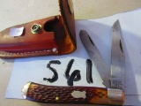 SCHRADE 293 TRAPPER KNIFE WITH SHEATH VERY NICE