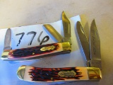 2-SCHRADE UNCLE HENRY 2013 LTD ED. #885&285UH 2&3 BLADE POCKET KNIVES NICE LOT