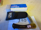 SCHRADE OLD TIMER #60T SINGLE LOCK BLADE KNIFE W/SHEATH