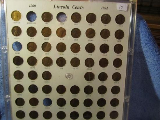 65 DIFFERENT LINCOLN CENTS 1909VDB-34 IN CAPITOL HOLDER